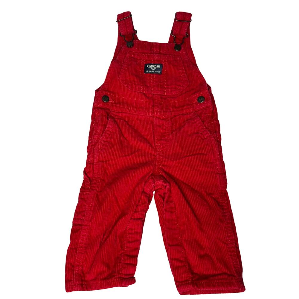 Vintage OshKosh B'Gosh Corduroy Vestbak Overall Bibs Red Size 9 Months